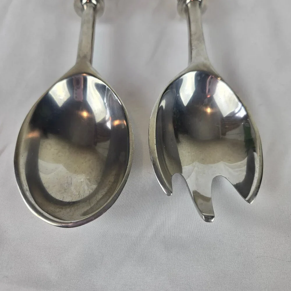 Vintage Serving Pieces Fork Spoon Amber Glass Cream Bakelite Beads Silver Plate
